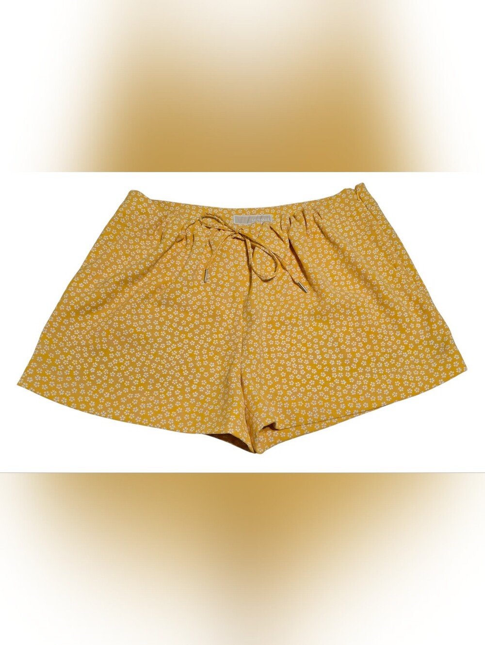 Michael Kors Yellow Floral Print Shorts Casual Summer Pull On Size 8
